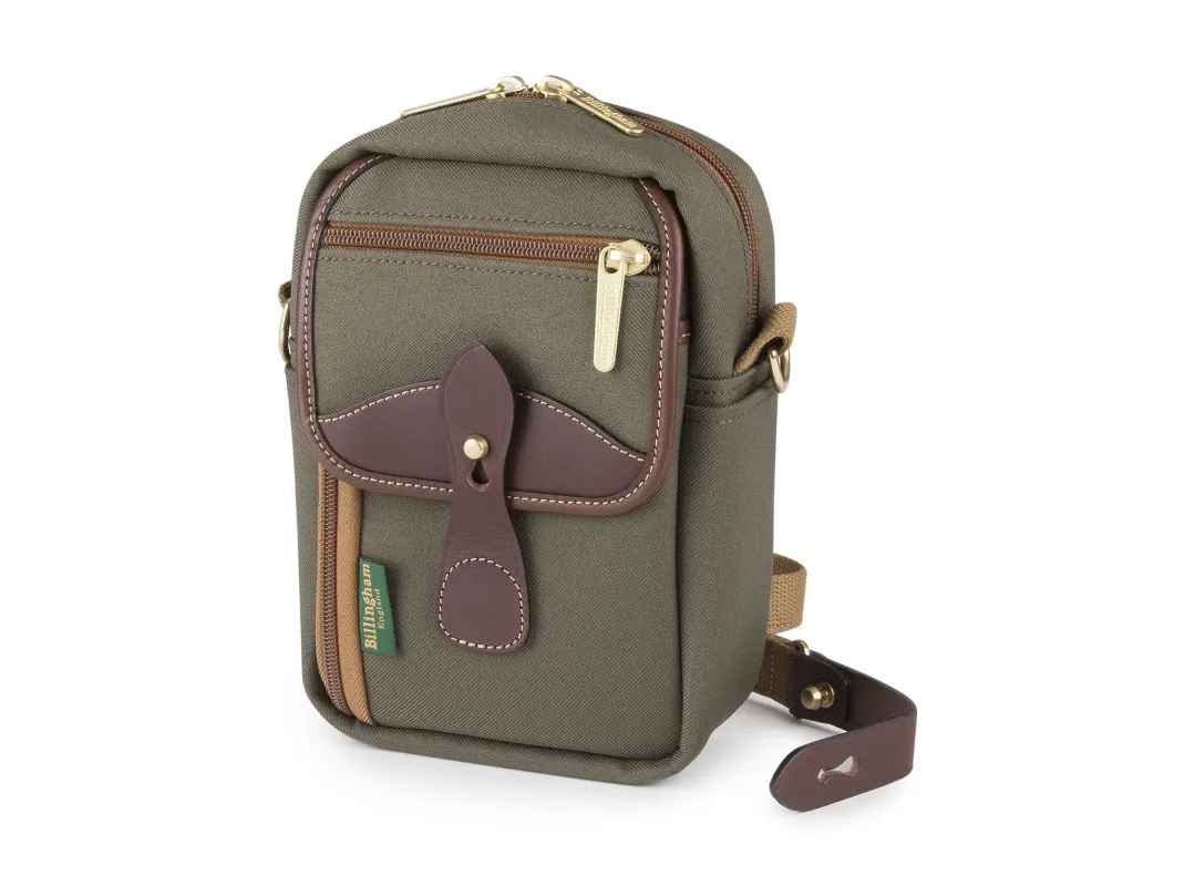 Airline Stowaway - Sage FibreNyte /  Chocolate Leather made by Billingham