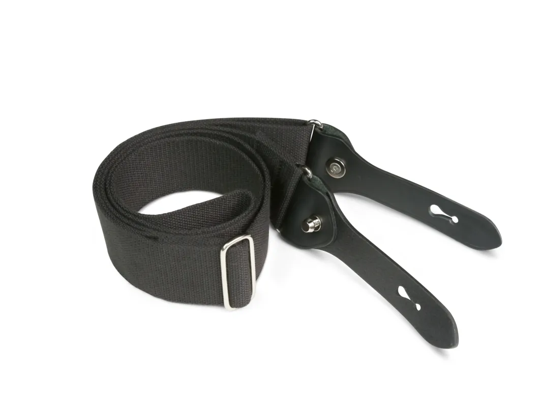 Shoulder Slings - H1 (Black Webbing / Black Leather / Nickel Coated Brass) made by Billingham