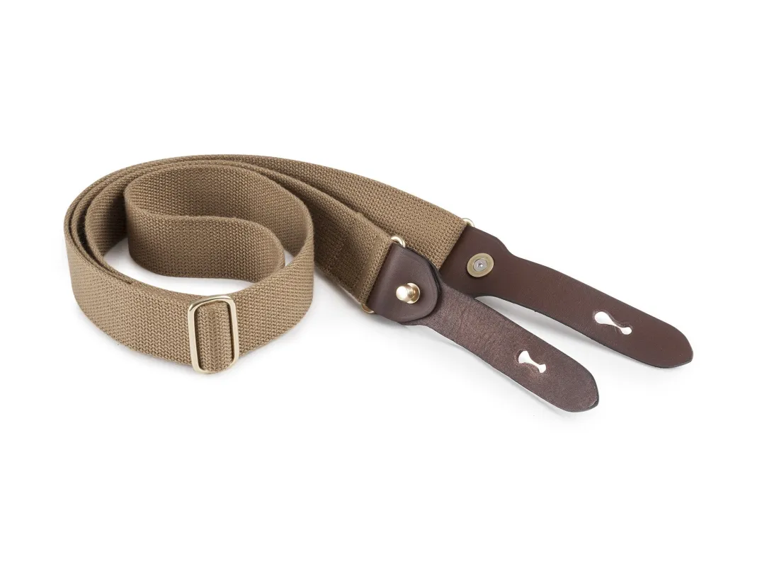 Shoulder Slings - WOT (Khaki Webbing / Chocolate Leather / Brass) made by Billingham