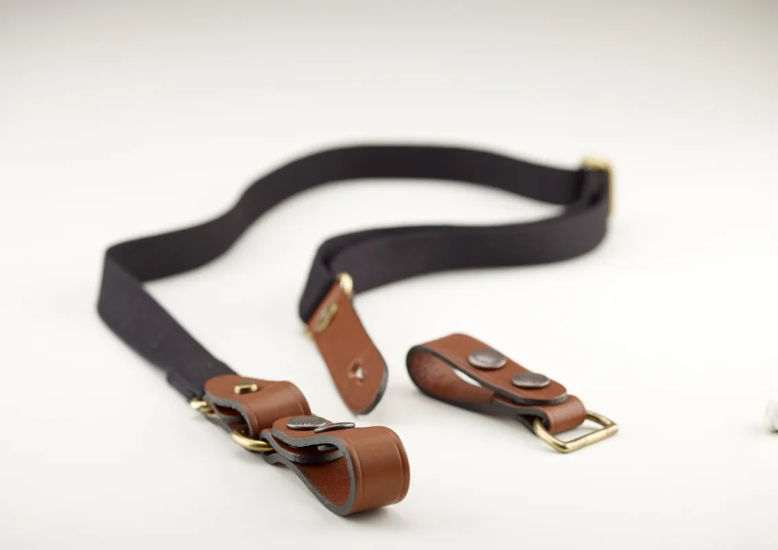 Waist Strap Attachment - Black Webbing / Tan Leather made by Billingham