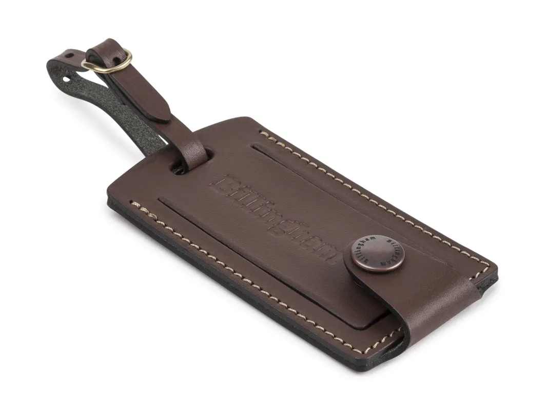 Luggage Tally - Chocolate Leather / Brass Buckle made by Billingham