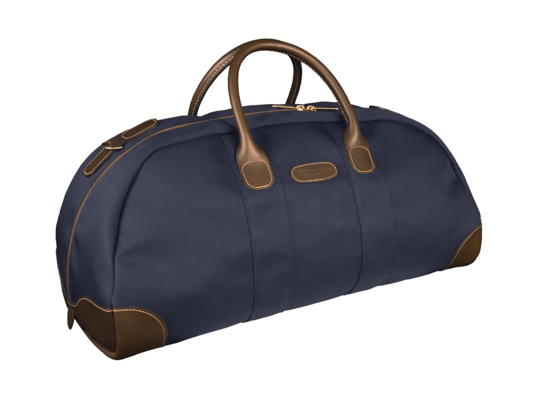 Weekender Bag - Navy Canvas / Chocolate Leather made by Billingham