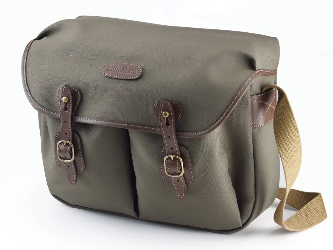 Hadley Large Camera Bag - Sage FibreNyte / Chocolate Leather made by Billingham