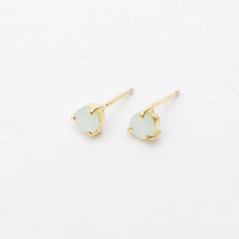 Gold Vermeil & Aquamarine Round Claw Set Studs sold by Silver Lotus