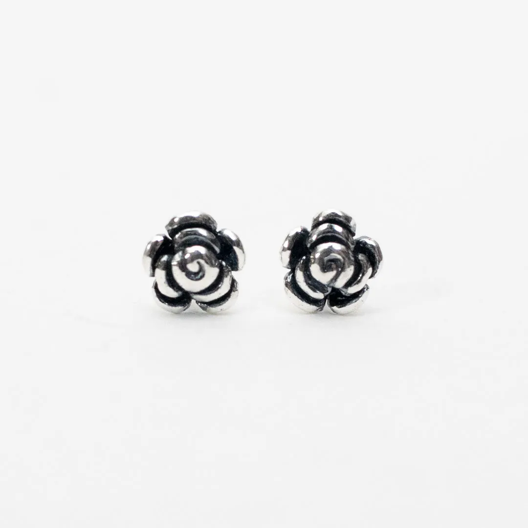 Silver 3D Rose Studs sold by Silver Lotus product image thumbnail 3