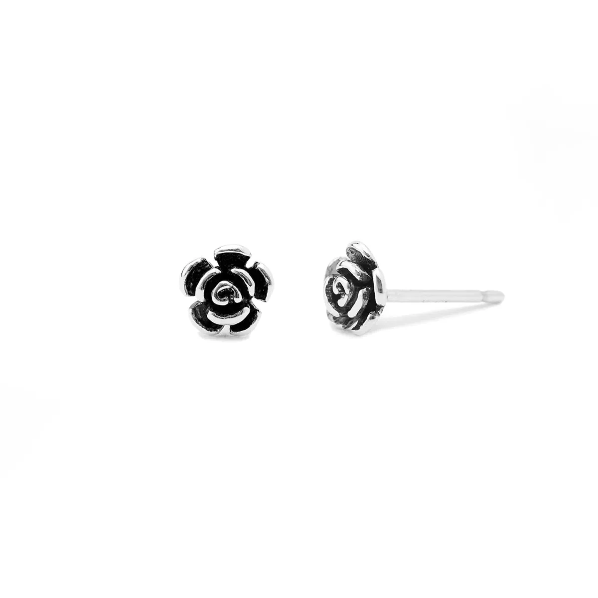 Silver 3D Rose Studs sold by Silver Lotus