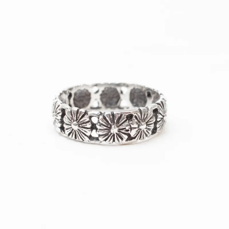 Silver Repeating Flower Ring sold by Silver Lotus