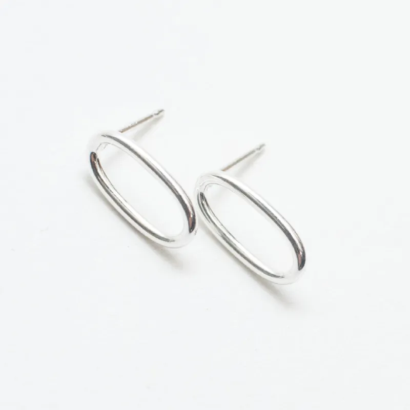 Small Oval Wire Silver Studs sold by Silver Lotus