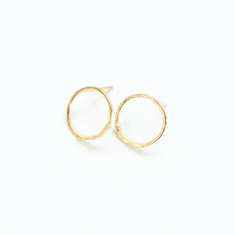 Gold Vermeil Hand Hammered Circle Studs sold by Silver Lotus