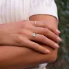 Silver Chalcedony and Peridot Faceted Three Stone Ring sold by Silver Lotus