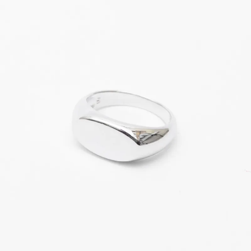 Silver Flat Oval Signet Ring sold by Silver Lotus