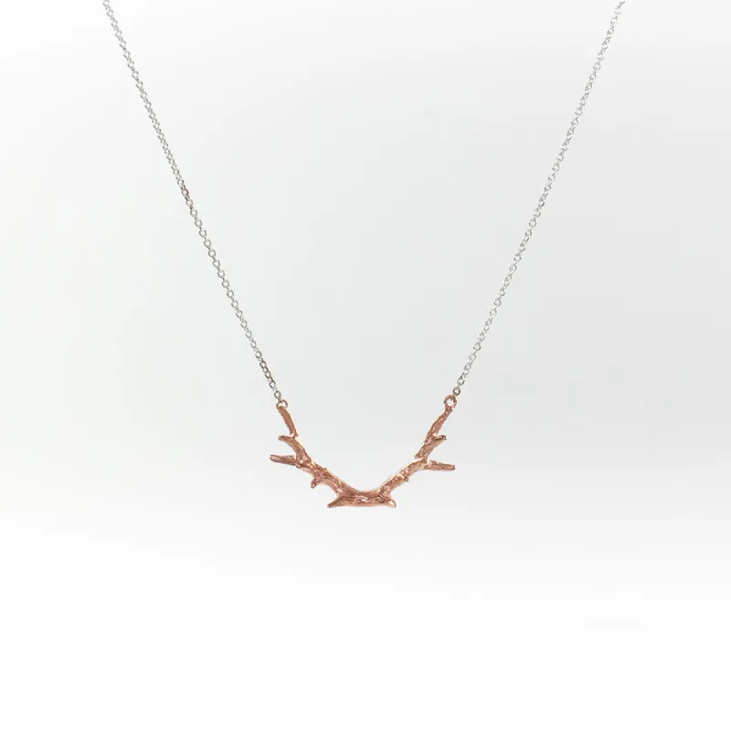 Tiny Rose Gold Vermeil Antler Necklace sold by Silver Lotus