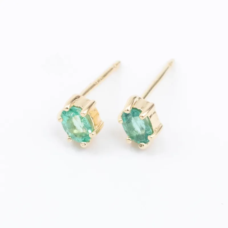 Gold Vermeil Oval Emerald Claw Shaped Studs sold by Silver Lotus