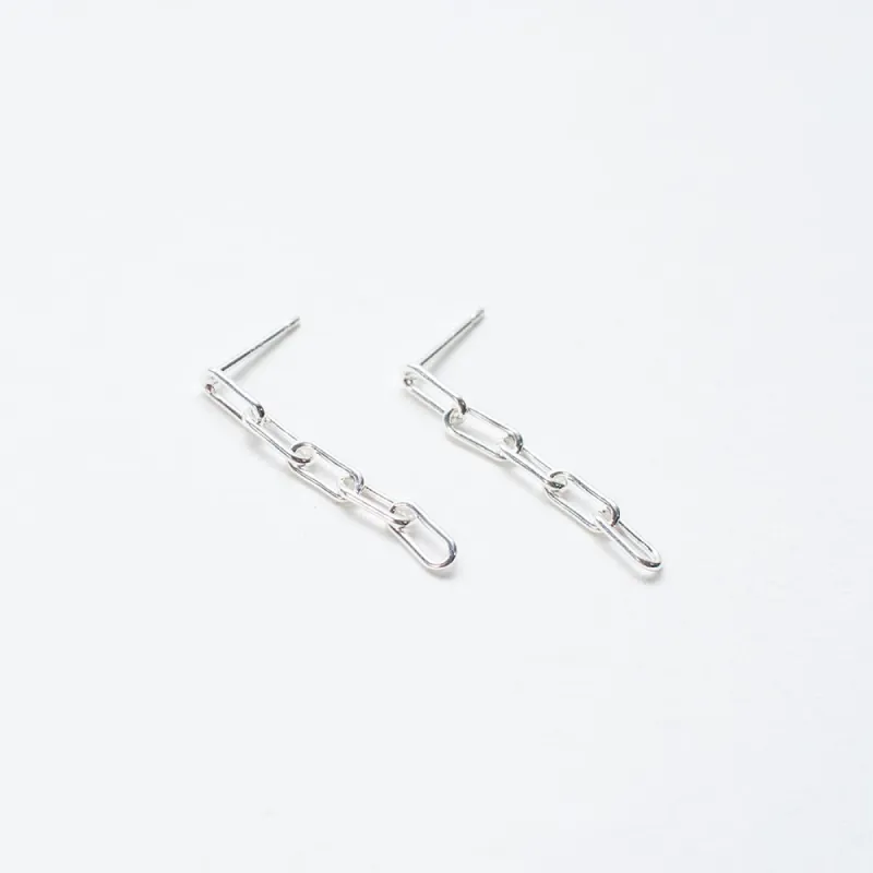 Extra Small Silver Five Chain Link Earrings sold by Silver Lotus
