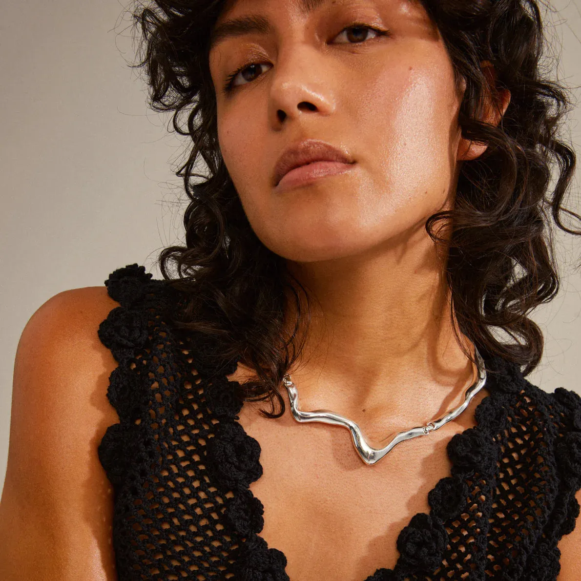 Moon Silver Plated Statement Necklace sold by Silver Lotus product image thumbnail 2