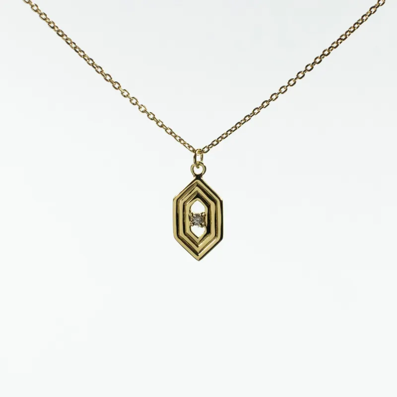 Gold Vermeil Hexagon Shaped Necklace sold by Silver Lotus