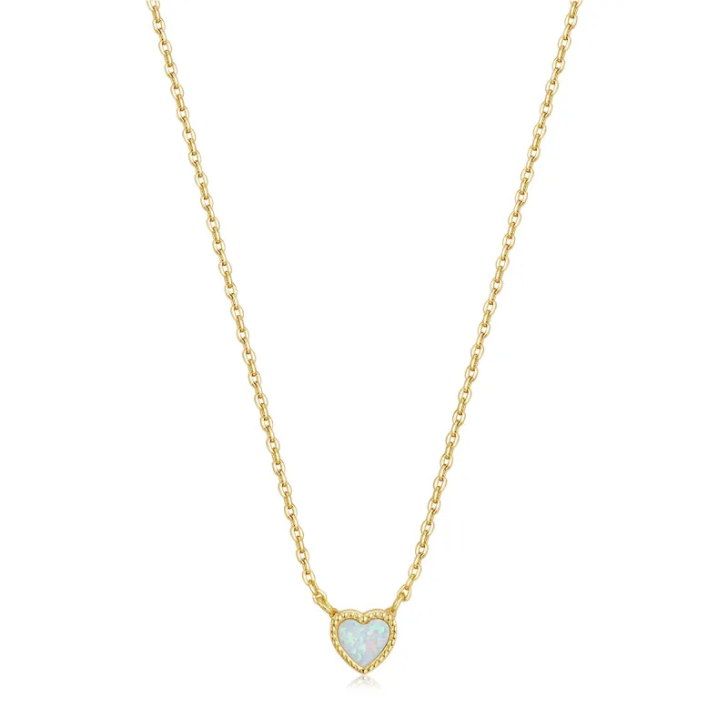 Gold Plated Micro Opal Heart Necklace sold by Silver Lotus
