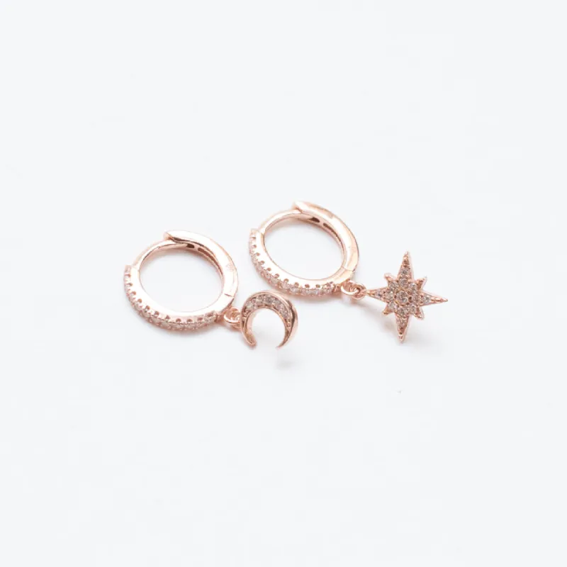 Crystal Huggies w/ Moon & Star sold by Silver Lotus