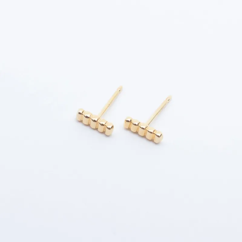 Gold Vermeil Ridged Bar Studs sold by Silver Lotus