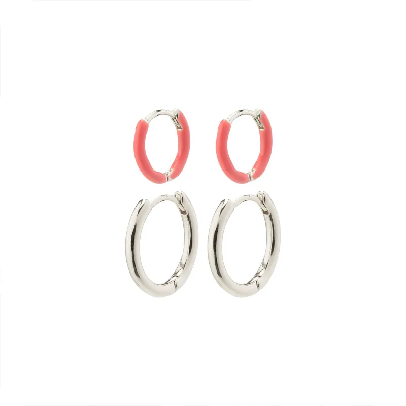 Marit Silver Plated Coral Hoop Set sold by Silver Lotus