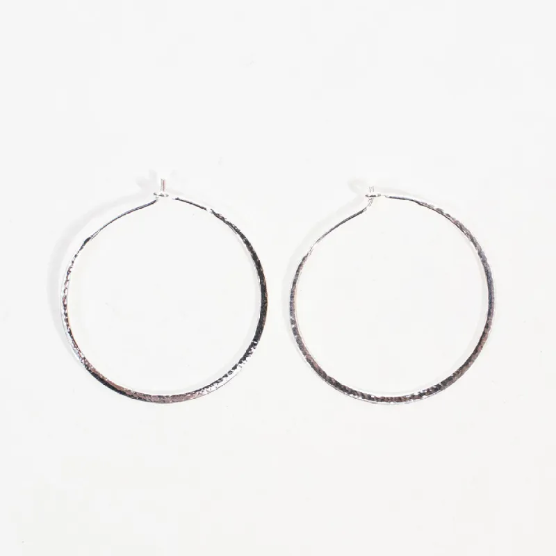 Small Silver Hammered Wire Hoops sold by Silver Lotus