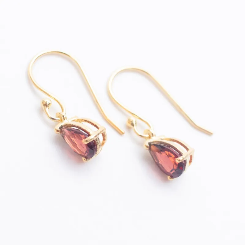 Garnet Gold Vermeil Teardrop Earrings sold by Silver Lotus
