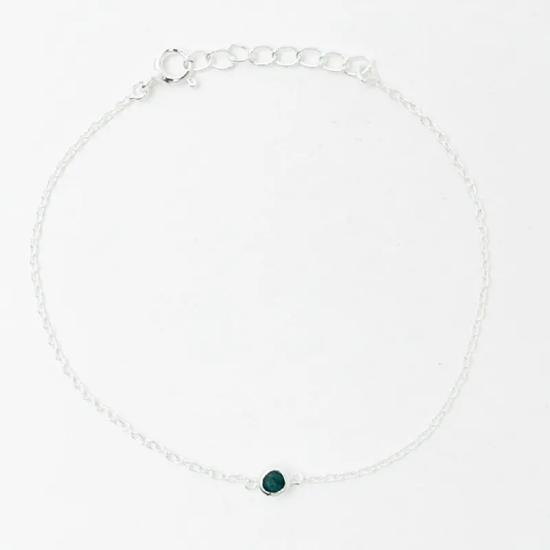 Silver Raw Emerald Solitaire Bracelet sold by Silver Lotus