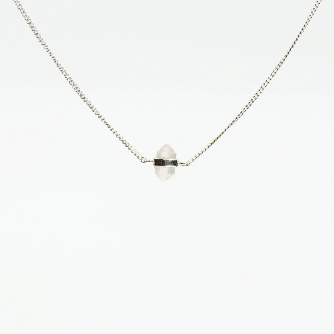 Large Silver Rose Quartz Wrap Necklace sold by Silver Lotus