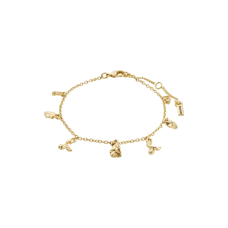 Peace Organic Gold Plated Charm Bracelet sold by Silver Lotus