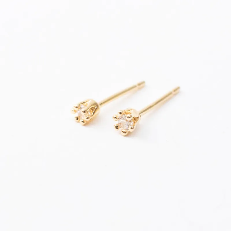 Gold Vermeil Super Tiny Claw Set Cubic Studs sold by Silver Lotus