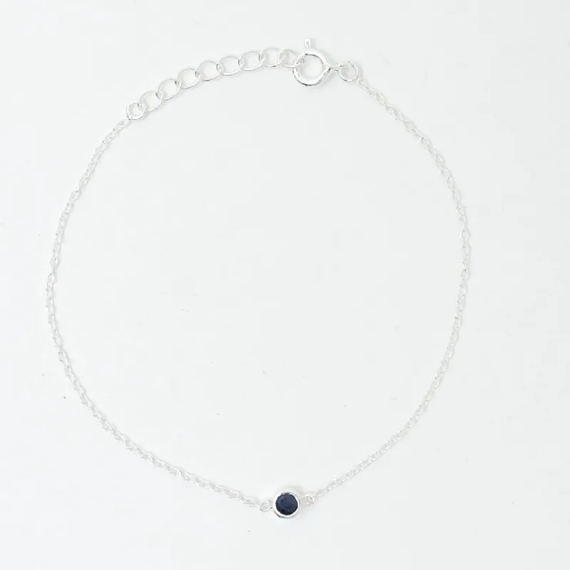 Silver Raw Sapphire Solitaire Bracelet sold by Silver Lotus
