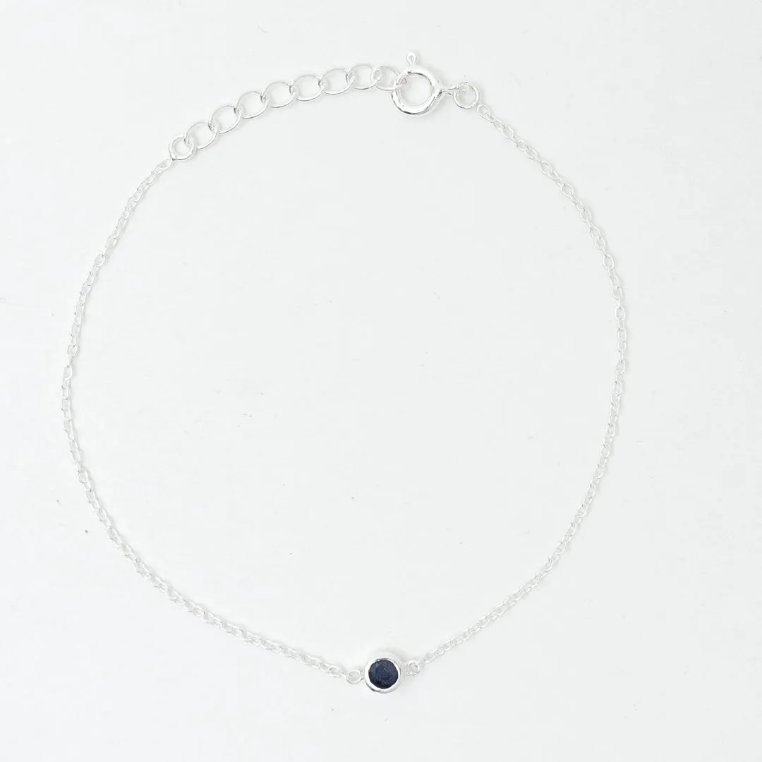 Silver Raw Sapphire Solitaire Bracelet sold by Silver Lotus
