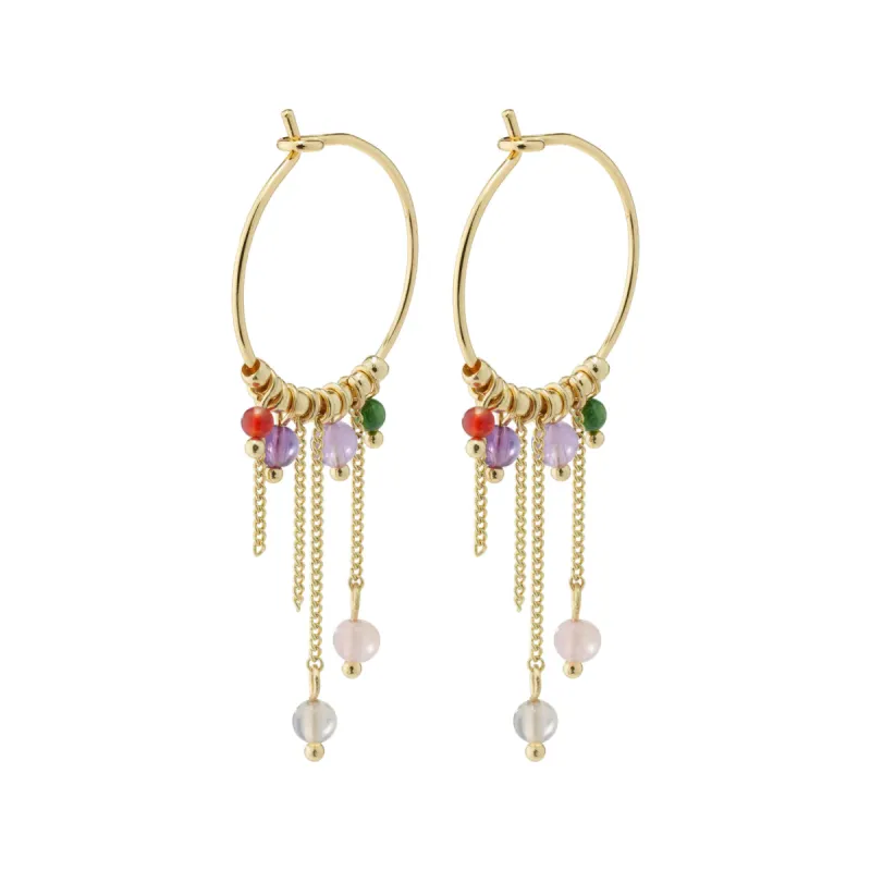Peace Gold Plated Stone Hoops sold by Silver Lotus