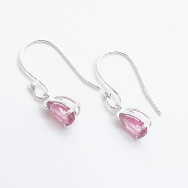 Pink Tourmaline Silver Teardrop Earrings sold by Silver Lotus