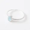 Silver Oval Cabochon Aquamarine Ring sold by Silver Lotus