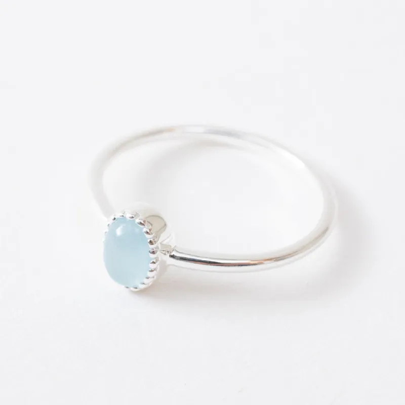 Silver Oval Cabochon Aquamarine Ring sold by Silver Lotus