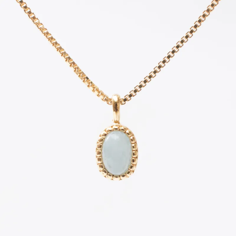 Gold Vermeil Milgrain Edge Oval Aquamarine Necklace sold by Silver Lotus