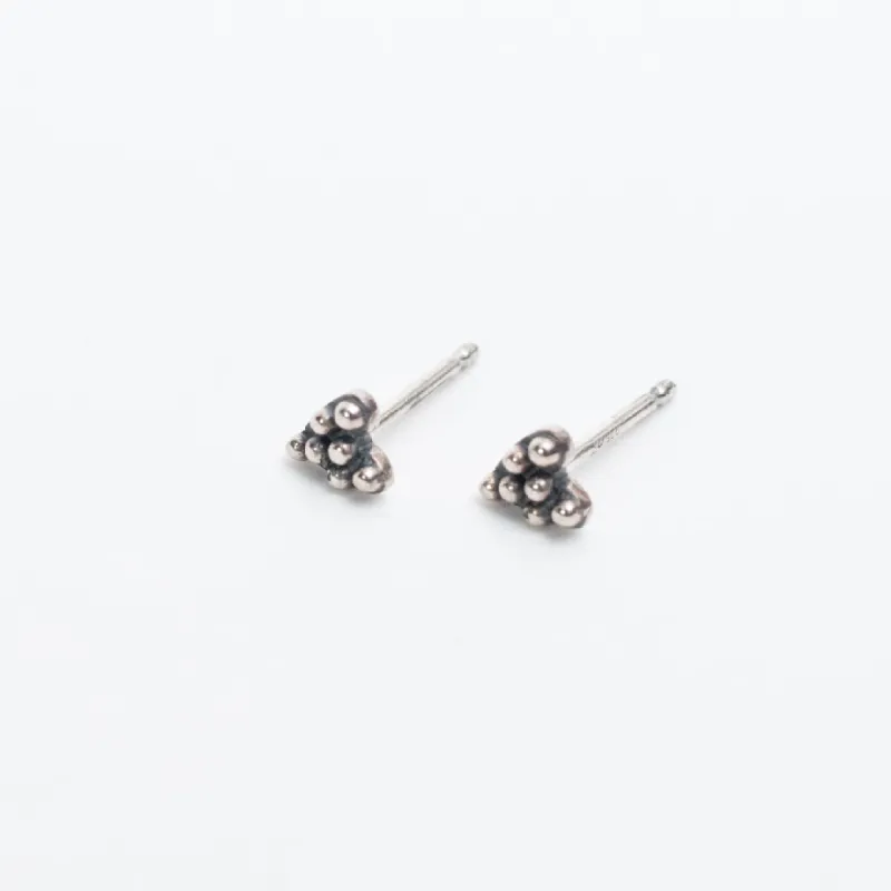 Extra Small Kebaikan Heart Studs sold by Silver Lotus