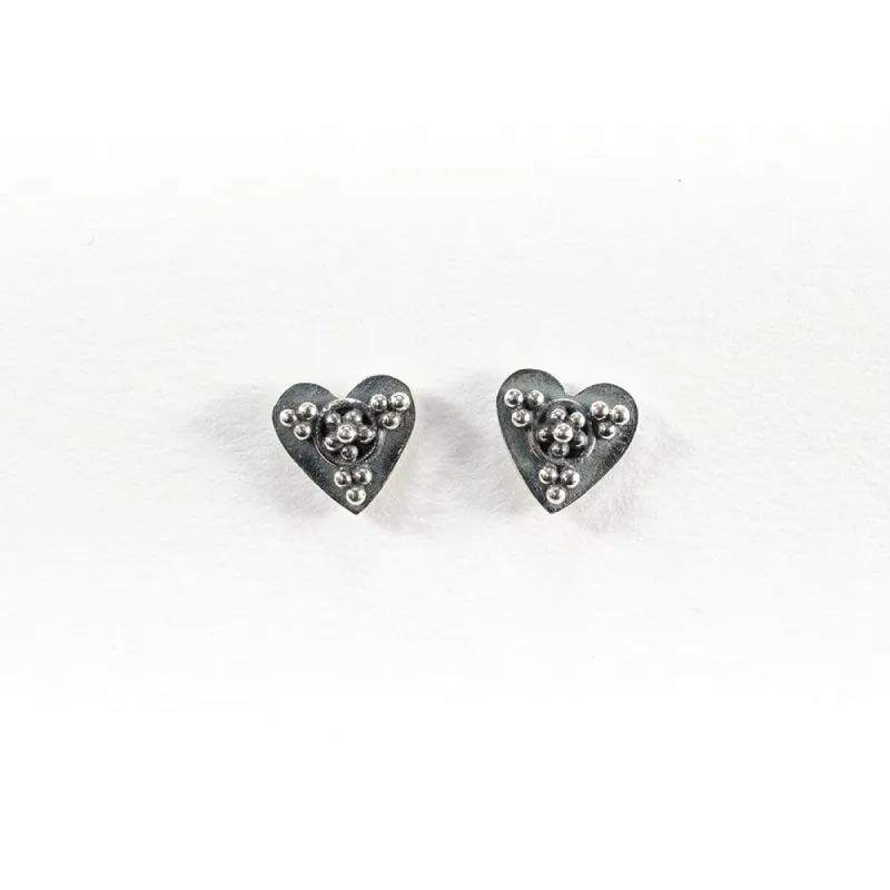 Silver Kebaikan Heart Studs sold by Silver Lotus
