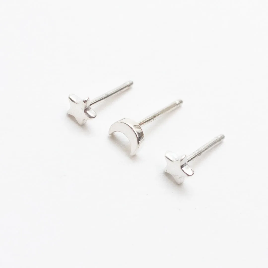 Silver Star and Moon Stud Set sold by Silver Lotus product image thumbnail 3
