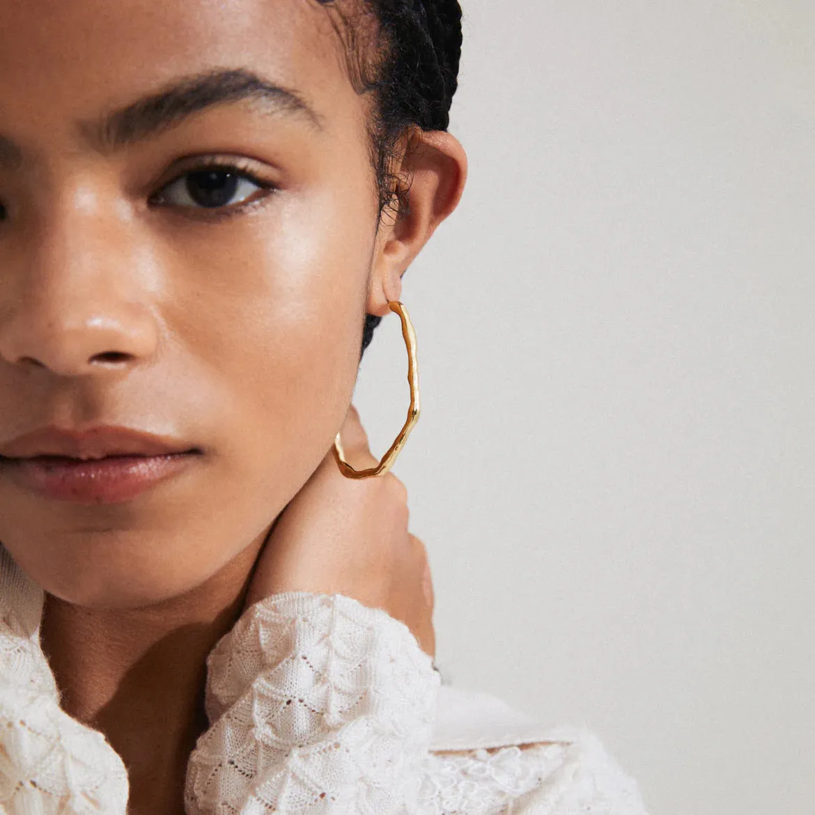 Light Large Gold Plated Hoops sold by Silver Lotus product image thumbnail 2