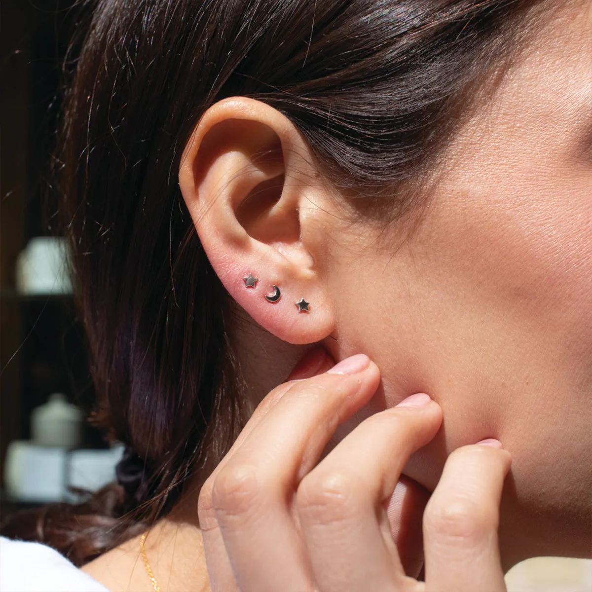 Silver Star and Moon Stud Set sold by Silver Lotus product image thumbnail 2