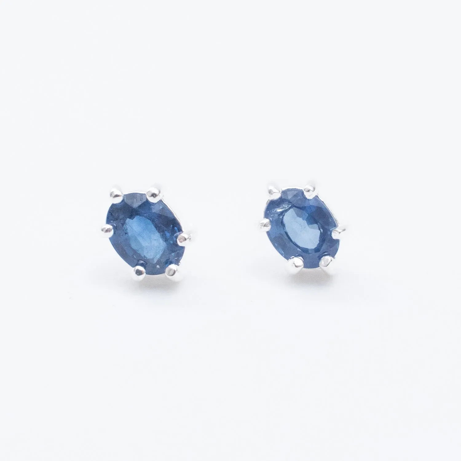 Silver Oval Blue Sapphire Claw Shaped Studs sold by Silver Lotus product image thumbnail 2