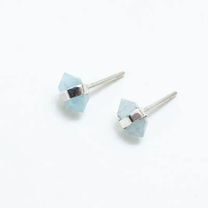 Silver Aquamarine Wrap Studs sold by Silver Lotus