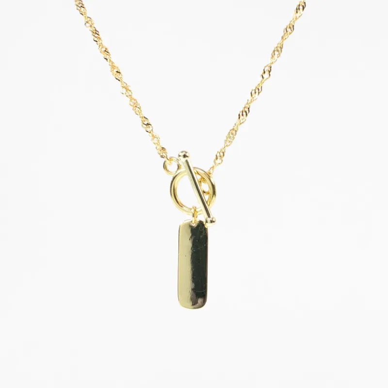 Gold Plated Tag Toggle Necklace sold by Silver Lotus