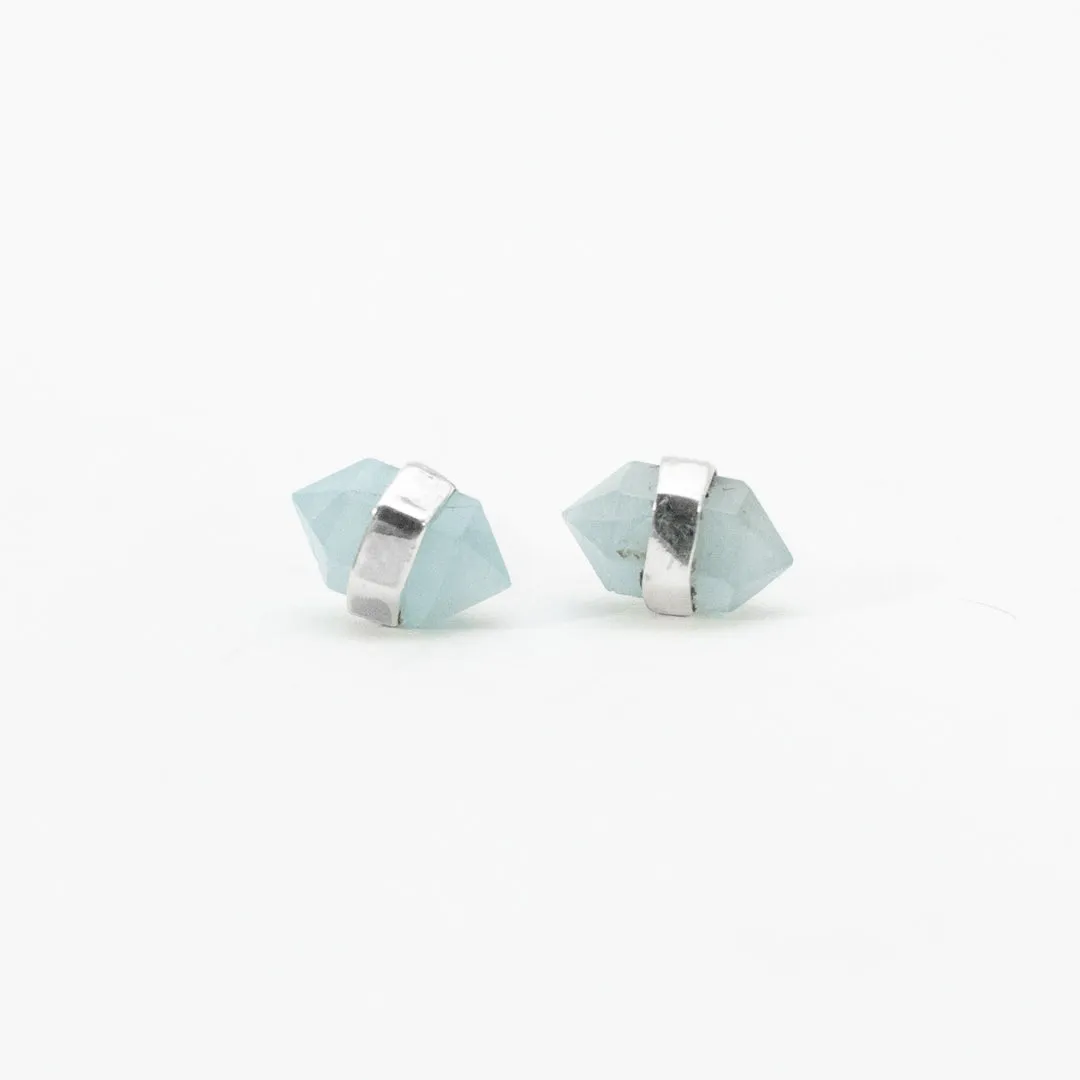 Silver Aquamarine Wrap Studs sold by Silver Lotus product image thumbnail 3