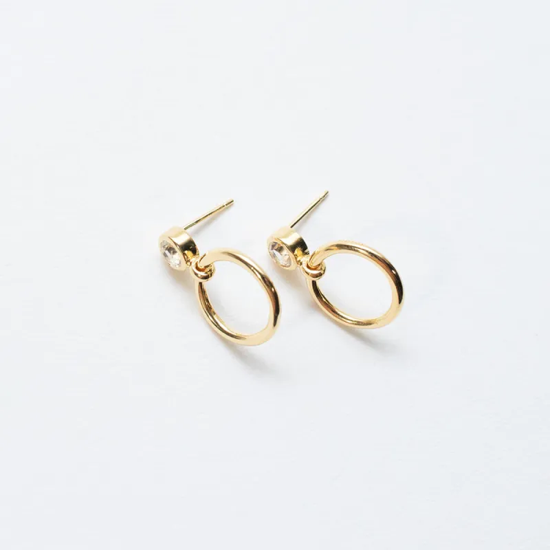 Gold Vermeil Door Knocker White Topaz Studs sold by Silver Lotus