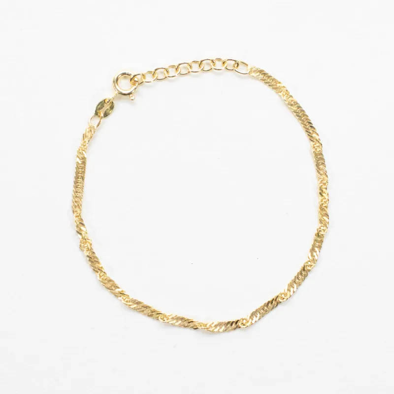 Gold Plated Singapore Chain Bracelet sold by Silver Lotus