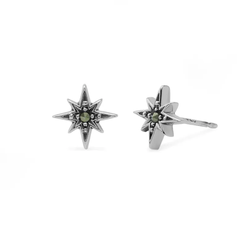 Silver Marcasite Starburst Studs sold by Silver Lotus