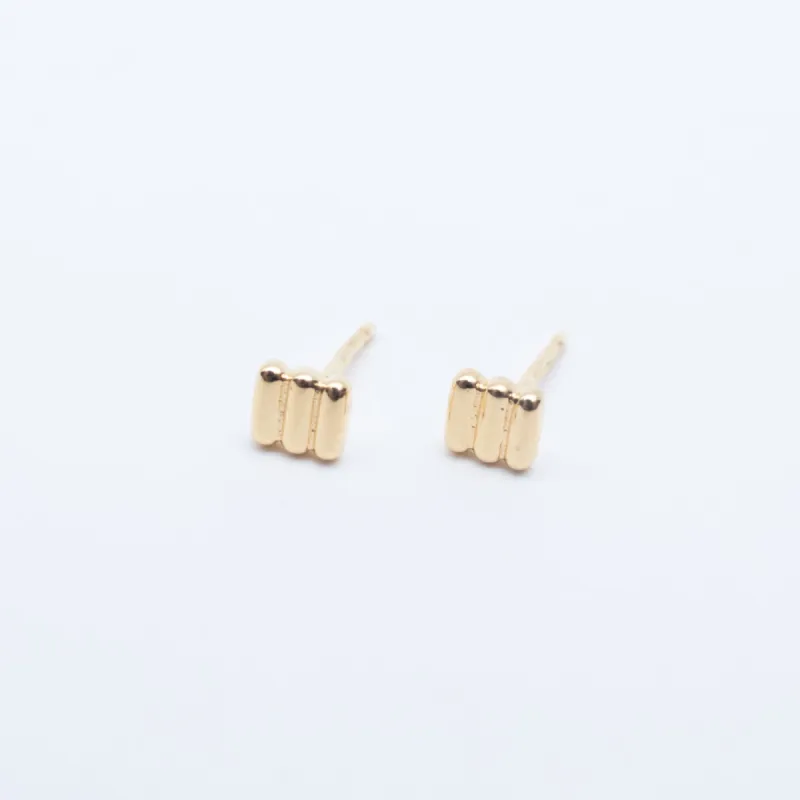 Gold Vermeil Ridged Square Studs sold by Silver Lotus